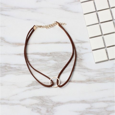 NASZYJNIK CHOKER RZEMYK ZŁOTE KÓŁECZKO BRĄZOWY NASZYJNIK CHOKER RZEMYK ZŁOTE KÓŁECZKO BRĄZOWY