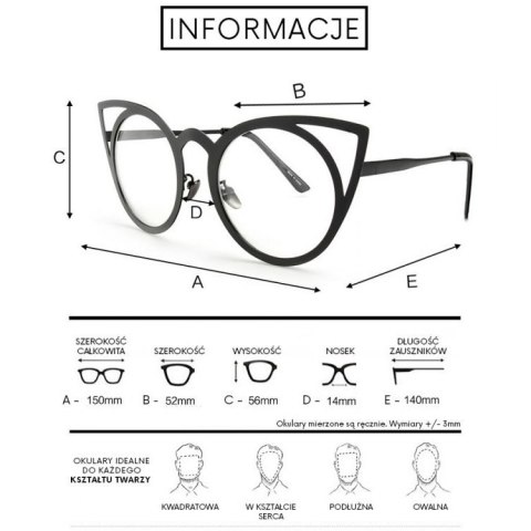 OKULARY "ROYAL CAT EYES" - CZARNE ZE SREBRNYM OK70WZ2 OKULARY "ROYAL CAT EYES" - CZARNE ZE SREBRNYM OK70WZ2