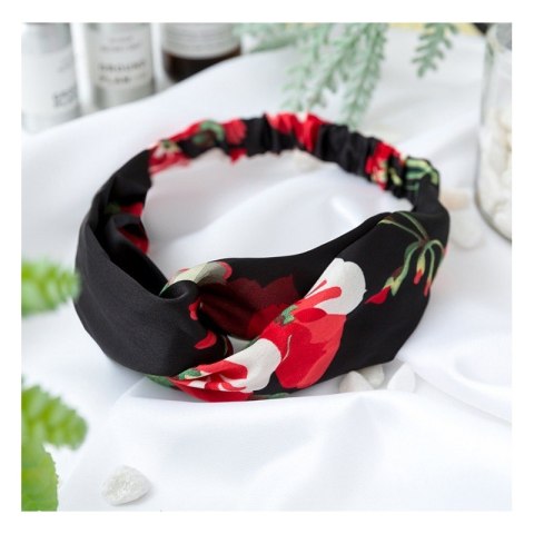 Opaska materiałowa turbanka kwiaty O324CZ Opaska materiałowa turbanka kwiaty O324CZ