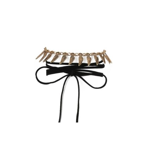 NASZYJNIK CHOKER ZŁOTE PIÓRKA N519 NASZYJNIK CHOKER ZŁOTE PIÓRKA N519