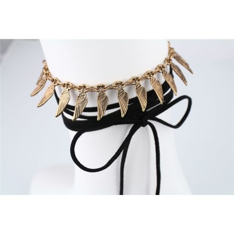 NASZYJNIK CHOKER ZŁOTE PIÓRKA N519 NASZYJNIK CHOKER ZŁOTE PIÓRKA N519