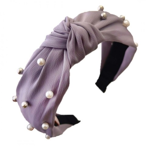 Opaska turban z materiału gruba perełki fiolet O227FIO Opaska turban z materiału gruba perełki fiolet O227FIO
