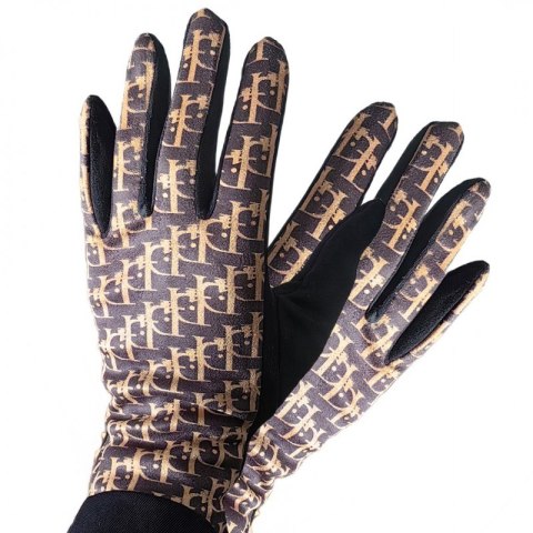 Damskie rękawiczki elegancki nadruk Elegant ciepłe z polarkiem w środku REK143WZ1 Damskie rękawiczki elegancki nadruk Elegant ciepłe z polarkiem w środku REK143WZ1