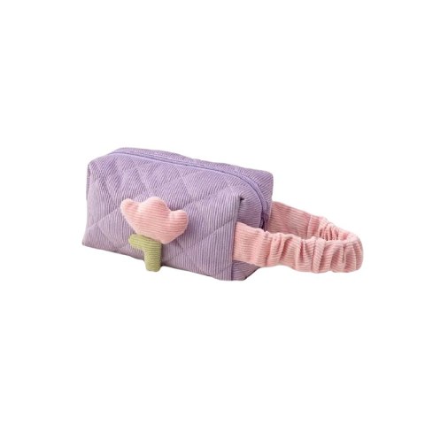 Kosmetyczka z motywem tulipana, pikowana podłużna fiolet KS101WZ3 Kosmetyczka z motywem tulipana, pikowana podłużna fiolet KS101WZ3