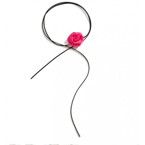 Naszyjnik choker ozdobny kwiat na szyję róża na rzemyku elegancki fuksja N760F Naszyjnik choker ozdobny kwiat na szyję róża na rzemyku elegancki fuksja N760F