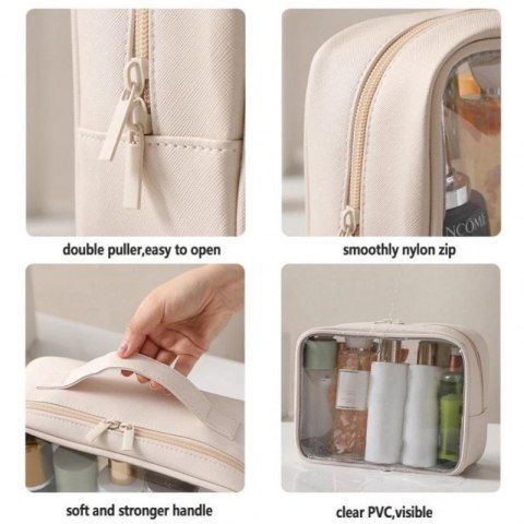 Kosmetyczka organizer na kosmetyki kremowa 26x20x11cm KS105WZ3 Kosmetyczka organizer na kosmetyki kremowa 26x20x11cm KS105WZ3