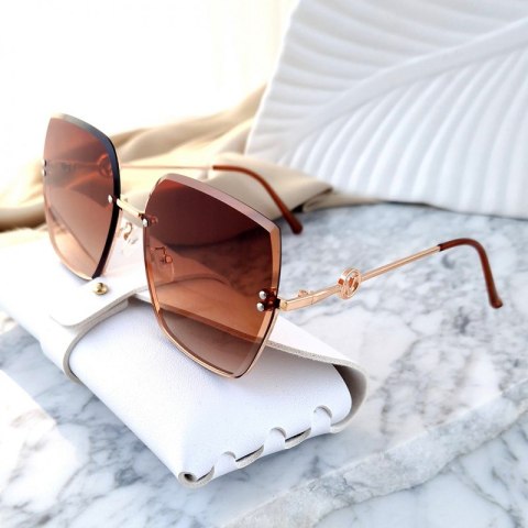Okulary przeciwsłoneczne LIGHT BROWN simple zdobienie v OK391 Okulary przeciwsłoneczne LIGHT BROWN simple zdobienie v OK391