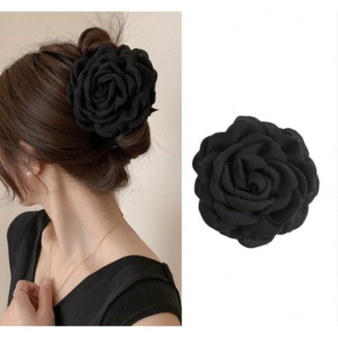 Spinka do włosów duża klamra XL kwiat róża czarna 9cm SP288CZ Spinka do włosów duża klamra XL kwiat róża czarna 9cm SP288CZ