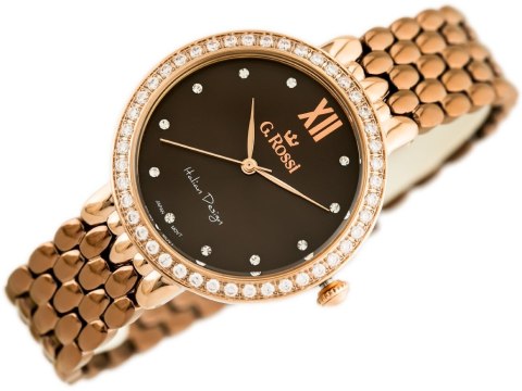 ZEGAREK G. ROSSI - 11775B (zg769f) rose gold/brown + BOX ZEGAREK G. ROSSI - 11775B (zg769f) rose gold/brown + BOX