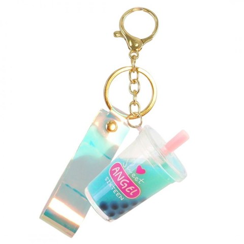 Brelok do kluczy Shake przelewowy Bubble Tea 6,1 x 3,6 cm z opalizującą smyczą TURKUS BRL332TUR Brelok do kluczy Shake przelewowy Bubble Tea 6,1 x 3,6 cm z opalizującą smyczą TURKUS BRL332TUR