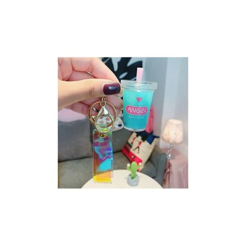 Brelok do kluczy Shake przelewowy Bubble Tea 6,1 x 3,6 cm z opalizującą smyczą TURKUS BRL332TUR Brelok do kluczy Shake przelewowy Bubble Tea 6,1 x 3,6 cm z opalizującą smyczą TURKUS BRL332TUR