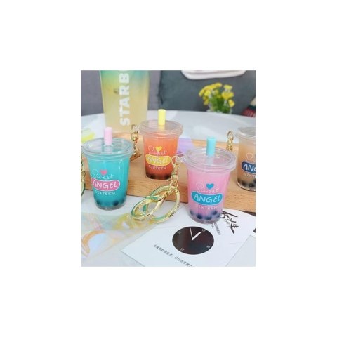 Brelok do kluczy Shake przelewowy Bubble Tea 6,1 x 3,6 cm z opalizującą smyczą TURKUS BRL332TUR Brelok do kluczy Shake przelewowy Bubble Tea 6,1 x 3,6 cm z opalizującą smyczą TURKUS BRL332TUR