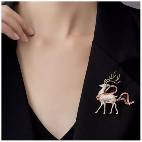 Broszka ozdobna elegancka z cyrkoniami jelonek BZ183 Broszka ozdobna elegancka z cyrkoniami jelonek BZ183