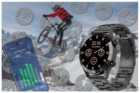 SMARTWATCH MĘSKI GRAVITY GT4-2 - WYKONYWANIE POŁĄCZEŃ, KROKOMIERZ (sg023b)