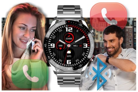 SMARTWATCH MĘSKI GRAVITY GT4-3 - WYKONYWANIE POŁĄCZEŃ, KROKOMIERZ (sg023c)