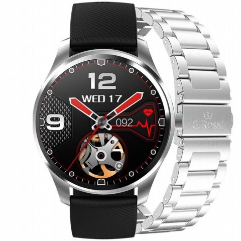 SMARTWATCH MĘSKI G. Rossi SW012-2 silver/black + dodatkowa BRANSOLETA (sg007b)