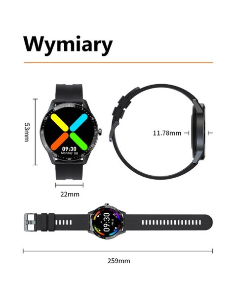 SMARTWATCH MĘSKI G. Rossi SW018-3 black/black (sg012c) WŁASNE TARCZE