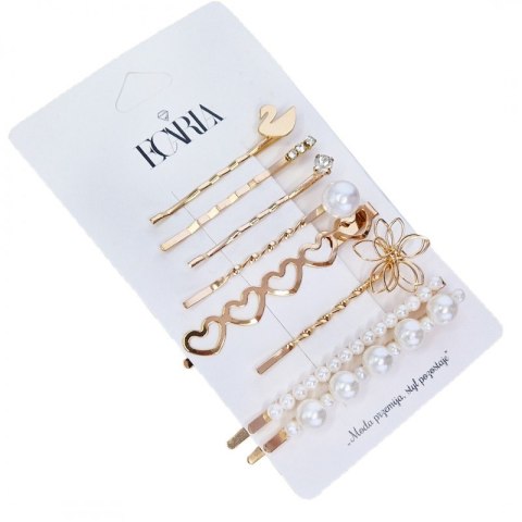 Zestaw 8 sztuk Eleganckich złotych wsuwek do włosów SP205 Zestaw 8 sztuk Eleganckich złotych wsuwek do włosów SP205