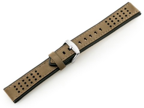 Pasek skórzany do zegarka W80 beżowy/czarny - 22mm Pasek skórzany do zegarka W80 beżowy/czarny - 22mm