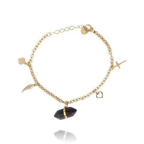 Bransoletka na rękę stal chirurgiczna pozłacana 14k złotem kryształ górski BST1407CZ Bransoletka na rękę stal chirurgiczna pozłacana 14k złotem kryształ górski BST1407CZ