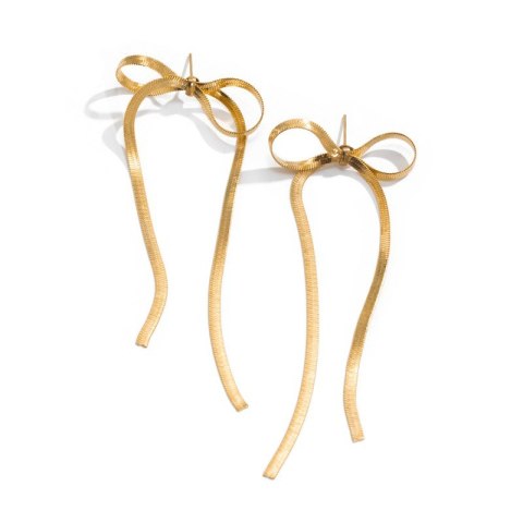Kolczyki wiszące KOKARDKI żyłka złote eleganckie 3,7 x 10cm K1695