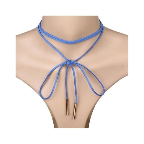 NASZYJNIK CHOKER SKÓRZANY WIĄZANY NIEBIESKI ZŁOTON N390N NASZYJNIK CHOKER SKÓRZANY WIĄZANY NIEBIESKI ZŁOTON N390N