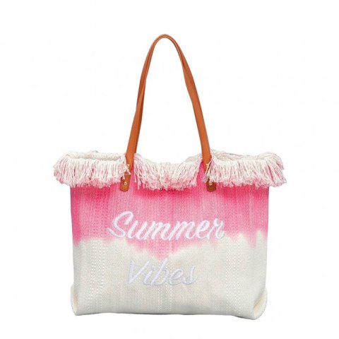 TORBA PLAŻOWA BOHO Z frędzlami różowa ombre TP14R TORBA PLAŻOWA BOHO Z frędzlami różowa ombre TP14R