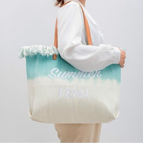 TORBA PLAŻOWA BOHO Z frędzlami zielona ombre TP14ZIE TORBA PLAŻOWA BOHO Z frędzlami zielona ombre TP14ZIE
