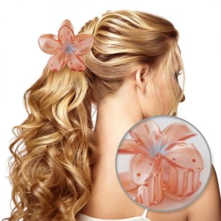 Spinka do włosów klamra XL kwiat OMBRE transparent pomarańcz 7,5 x 8cm SP397POM
