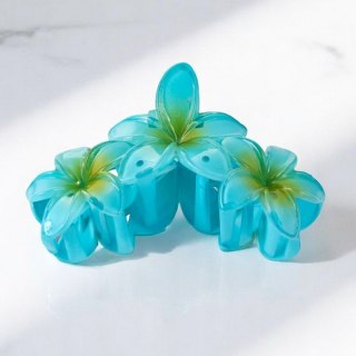 Spinka do włosów klamra duża XL kwiat potrójny niebieski 7 x 11cm SP388