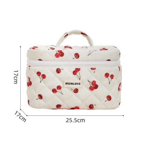 Kosmetyczka damska pikowana kuferek w wisienki 17 x 17 x 25,5cm KS123 Kosmetyczka damska pikowana kuferek w wisienki 17 x 17 x 25,5cm KS123