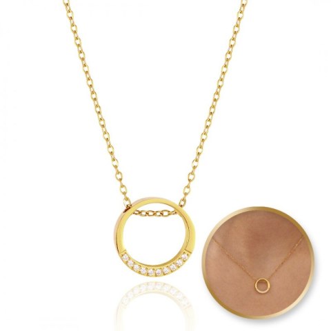Naszyjnik stal szlachetna pozłacana 14k złotem, elegancki, KOŁO cyrkonie NST2150 Naszyjnik stal szlachetna pozłacana 14k złotem, elegancki, KOŁO cyrkonie NST2150