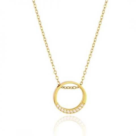 Naszyjnik stal szlachetna pozłacana 14k złotem, elegancki, KOŁO cyrkonie NST2150 Naszyjnik stal szlachetna pozłacana 14k złotem, elegancki, KOŁO cyrkonie NST2150