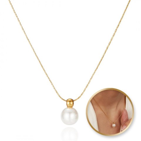 Naszyjnik stal szlachetna pozłacana 14k złotem, elegancki, PERŁA NST2147 Naszyjnik stal szlachetna pozłacana 14k złotem, elegancki, PERŁA NST2147