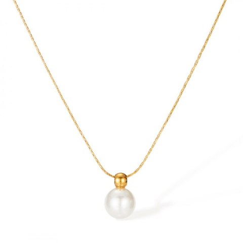 Naszyjnik stal szlachetna pozłacana 14k złotem, elegancki, PERŁA NST2147 Naszyjnik stal szlachetna pozłacana 14k złotem, elegancki, PERŁA NST2147