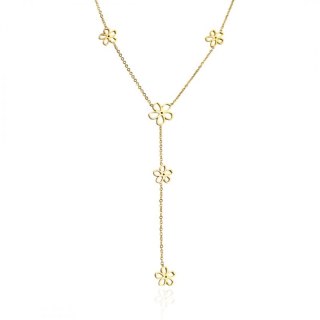 Naszyjnik stal szlachetna pozłacana 14k złotem, elegancki, zwisające NST2191